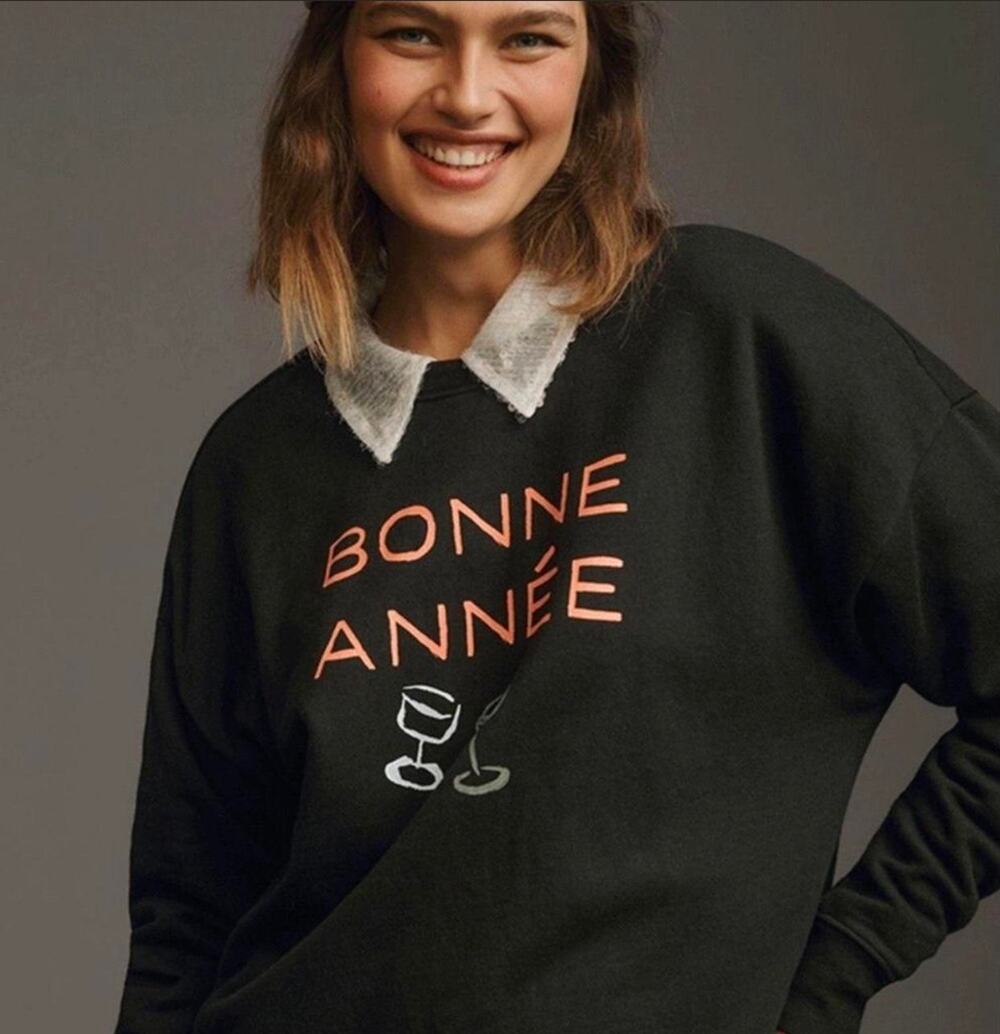 Maeve x Anthropologie Phthalo Ruth Bonne Année Sweatshirt. Size S. Retails $98
